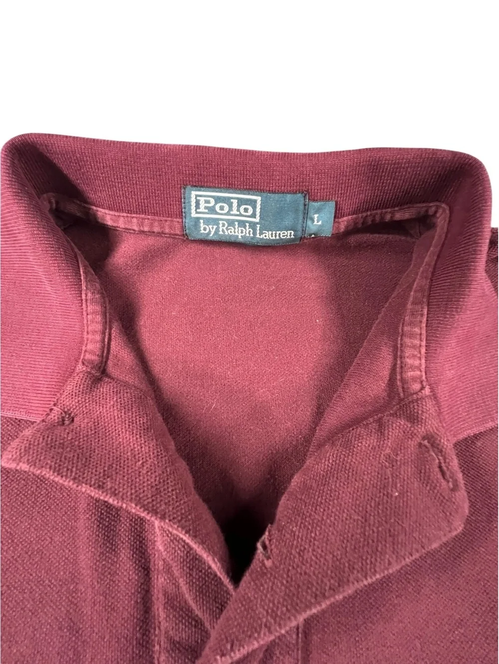 Vintage Polo Ralph Lauren Long Sleeve Polo Shirt Large Burgundy Green Pony
